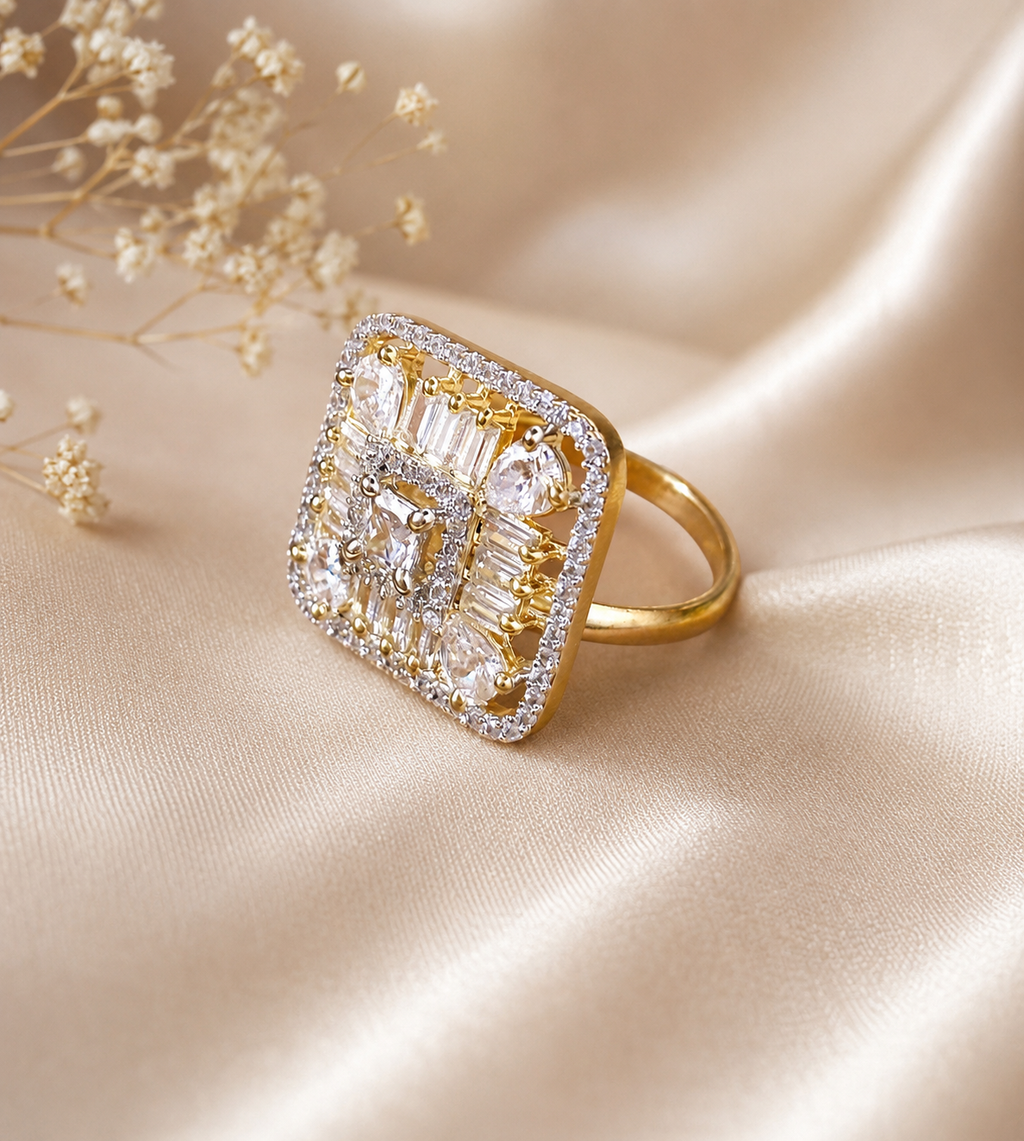luxurious geometric cocktail ring