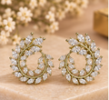 Marquise leaf spiral open-circle stud earrings
