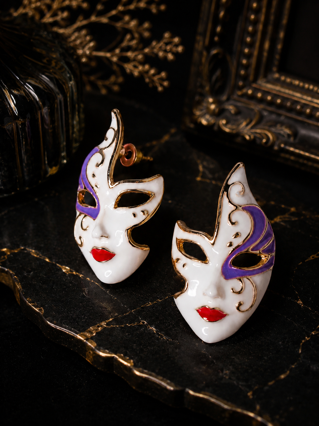 Venetian masquerade mask earrings