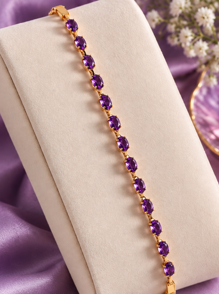 18K gold-plated amethyst tennis bracelet