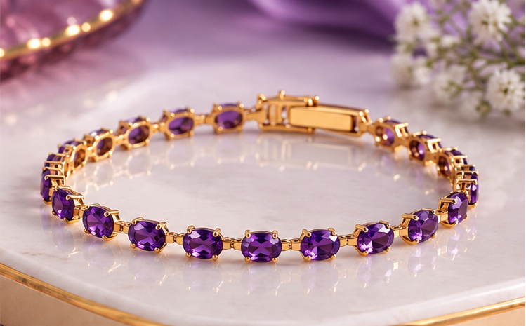 18K gold-plated amethyst tennis bracelet