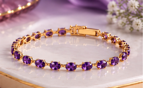 18K gold-plated amethyst tennis bracelet