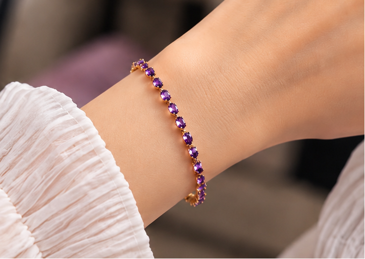 18K gold-plated amethyst tennis bracelet