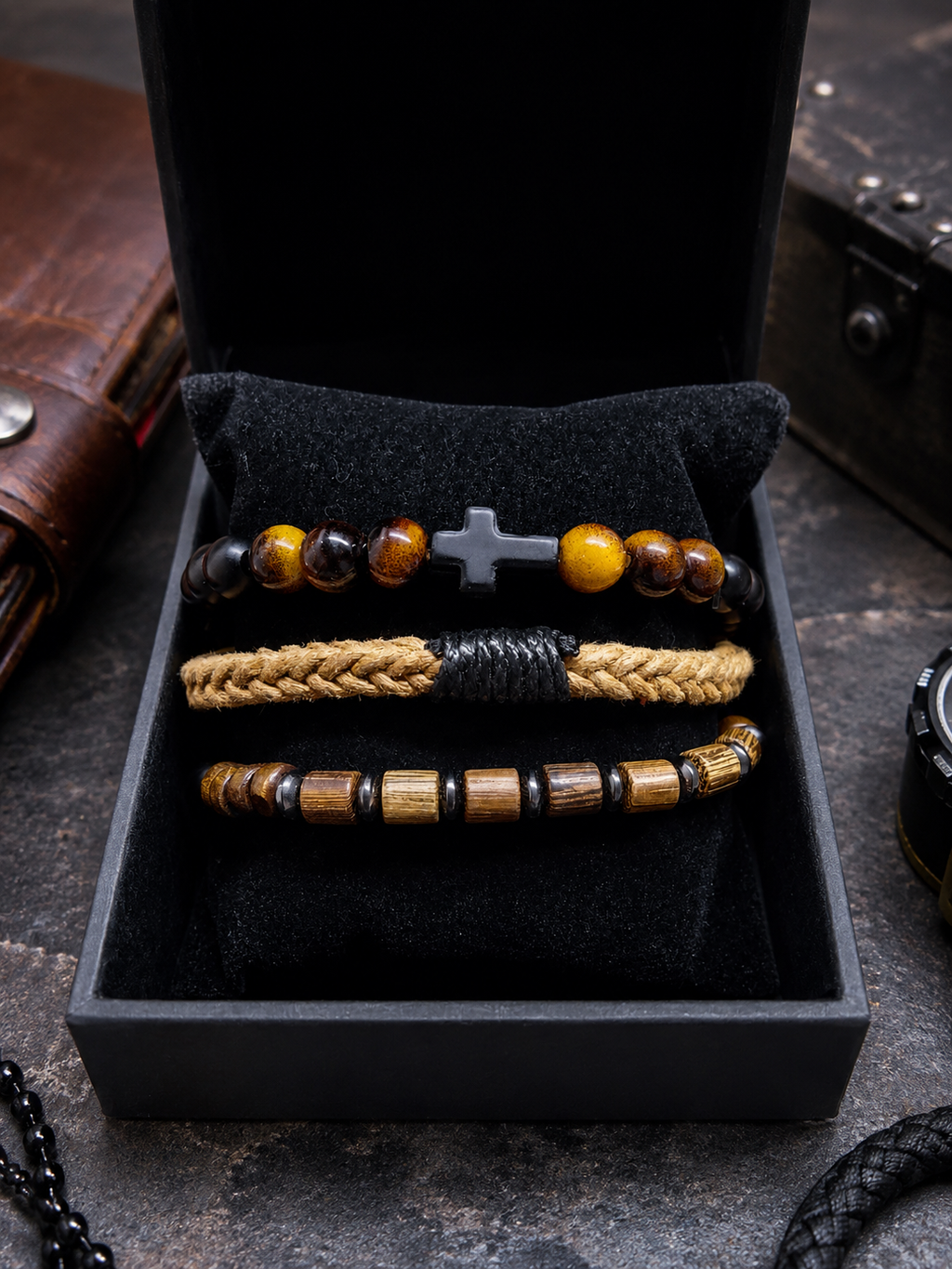 Men's Multi-Layer Earth Tone Bracelet Set