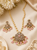 Antique Gold-Plated Kundan Pendant Set