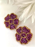 Handcrafted floral beaded stud earrings