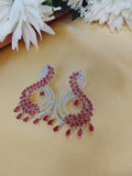 Elegant Chandelier Earrings with Crimson Gemstones
