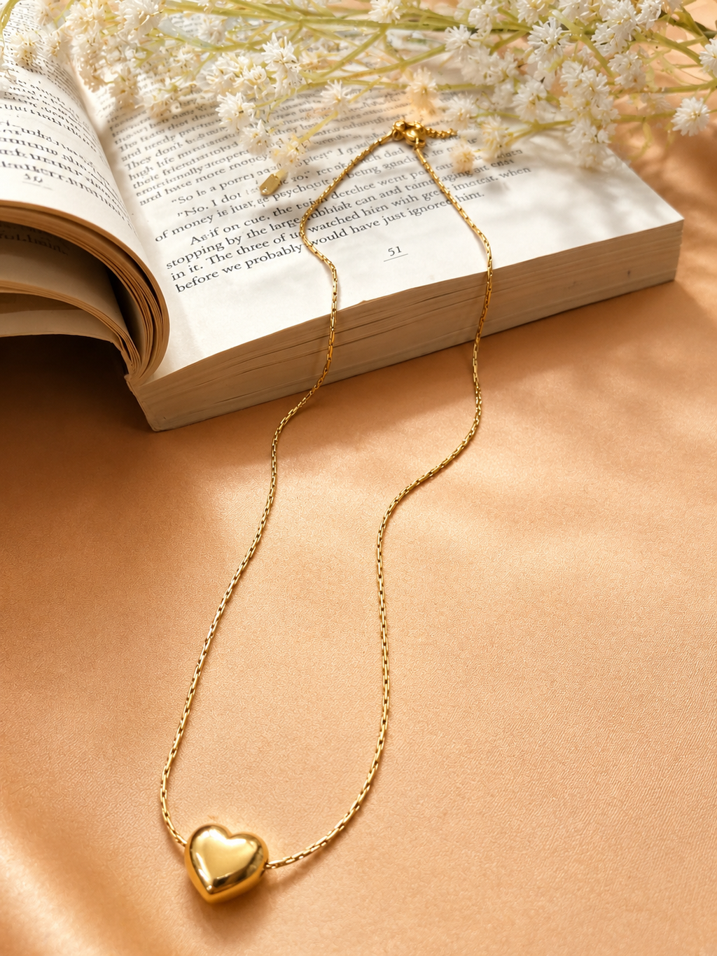 Dainty Gold Plated Puffed Heart Necklace