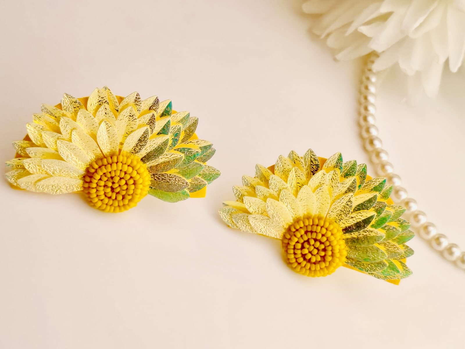 Golden Sunflower Statement Stud Earrings