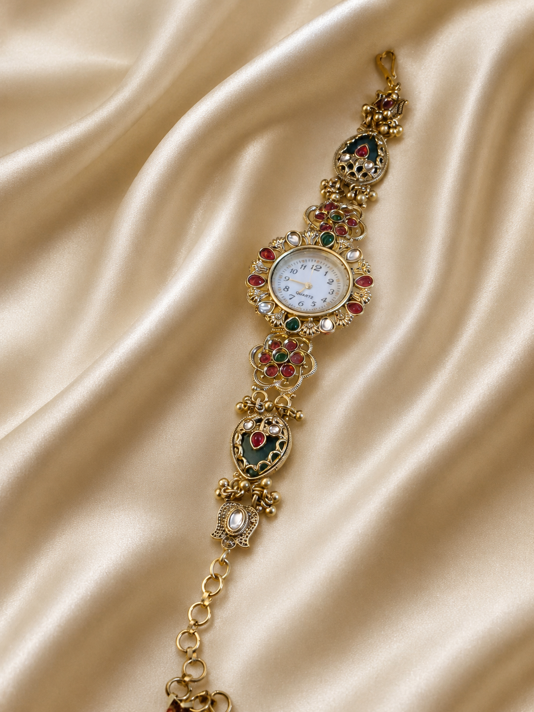 Traditional Floral Kashmiri Meenakari Kundan Heritage Bracelet Watch