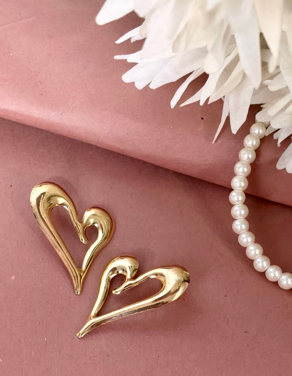 Gold-toned  big heart earrings