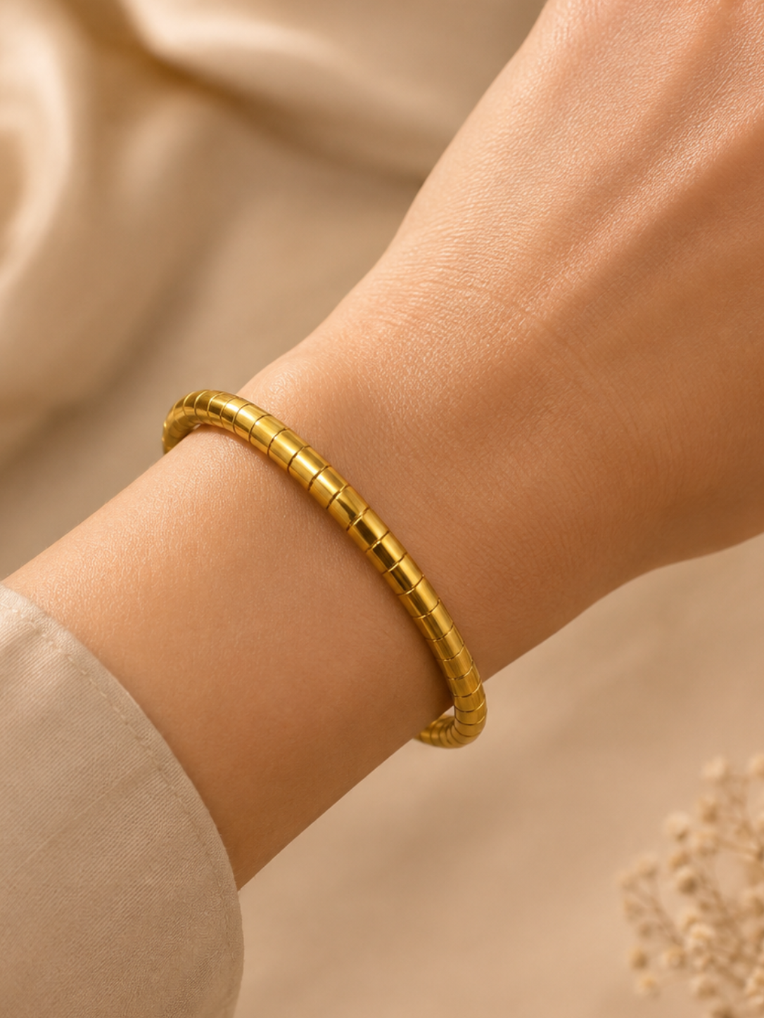 Minimalist gold-toned segmented kada bracelet