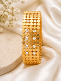 Golden mesh crystal cuff bracelet