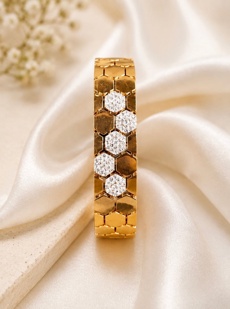 HexaGlow diamond studded hexagon bracelet
