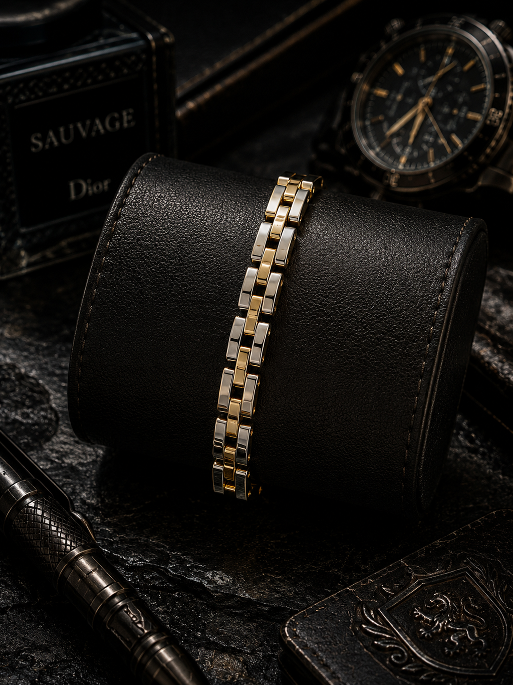 Two-tone rectangular link bracelet