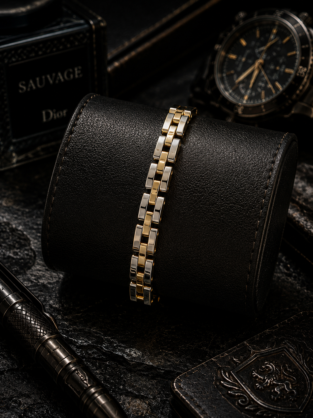 Two-tone rectangular link bracelet