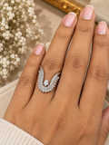 Curved chevron tiara ring