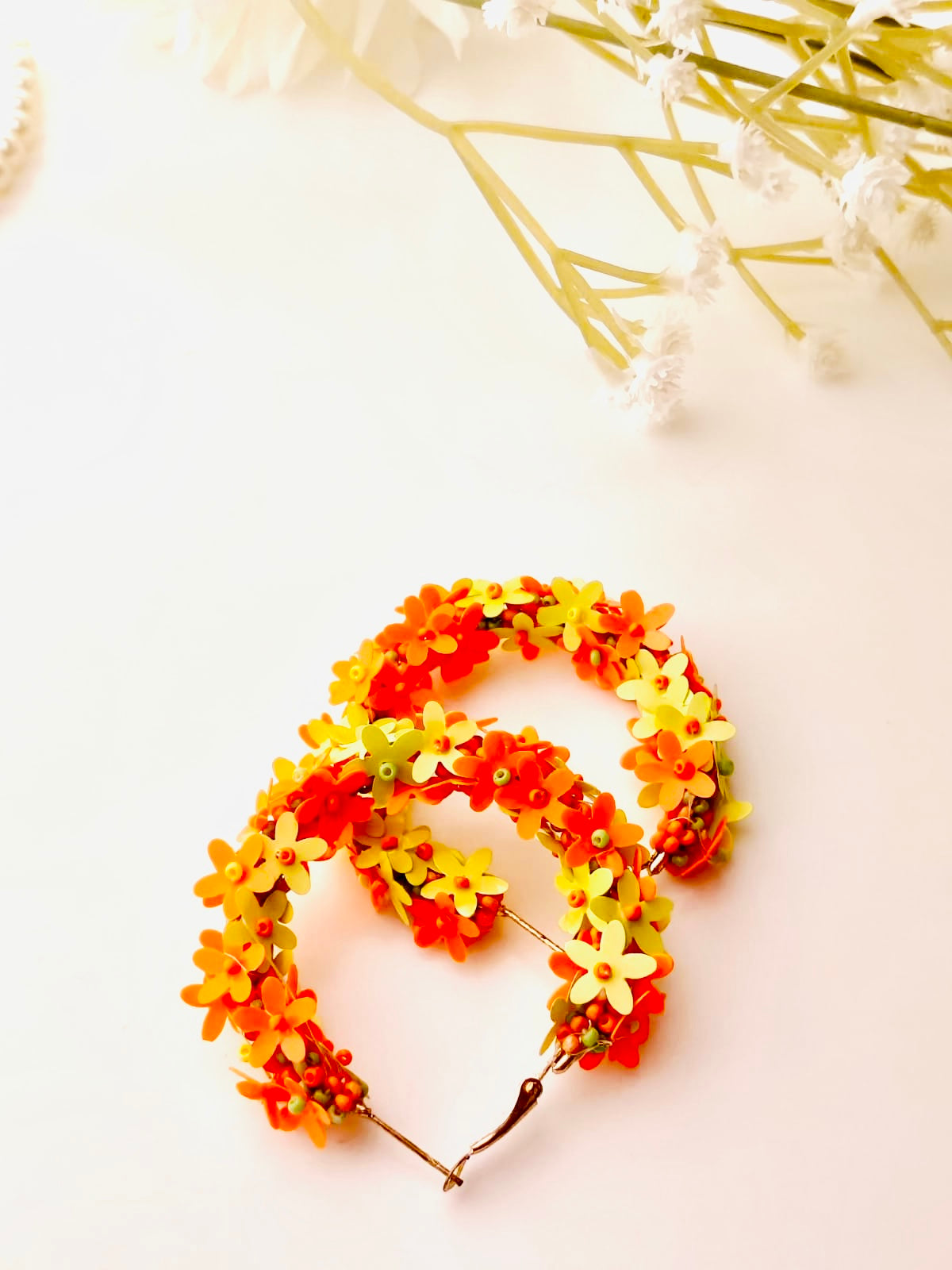 Citrus floral 3D statement hoop earrings