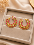 Gold-Plated Multicolor Meenakari Hoop Earring