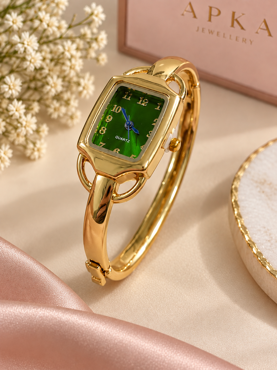 Vintage-style stainless steel women's bangle jewelry watch