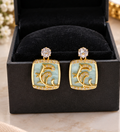 Korean-inspired mint green square drop earrings