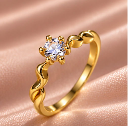 Graceful Twisted Wave Solitaire Ring