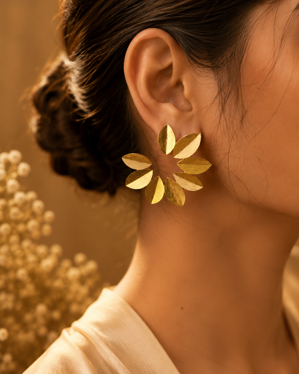 Tropical leaf statement fan earrings