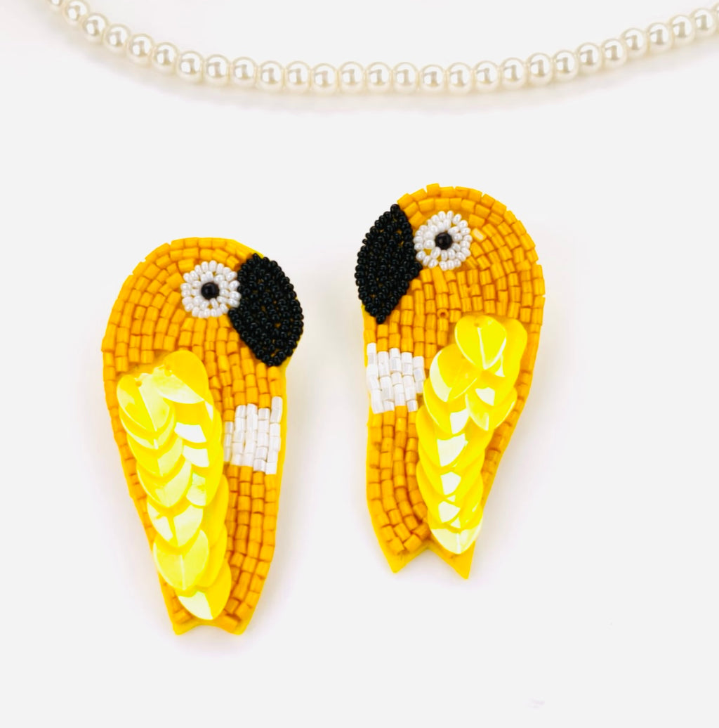 Handmade  parrot beaded stud earrings