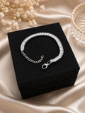 Elegant silver-toned baguette tennis bracelet