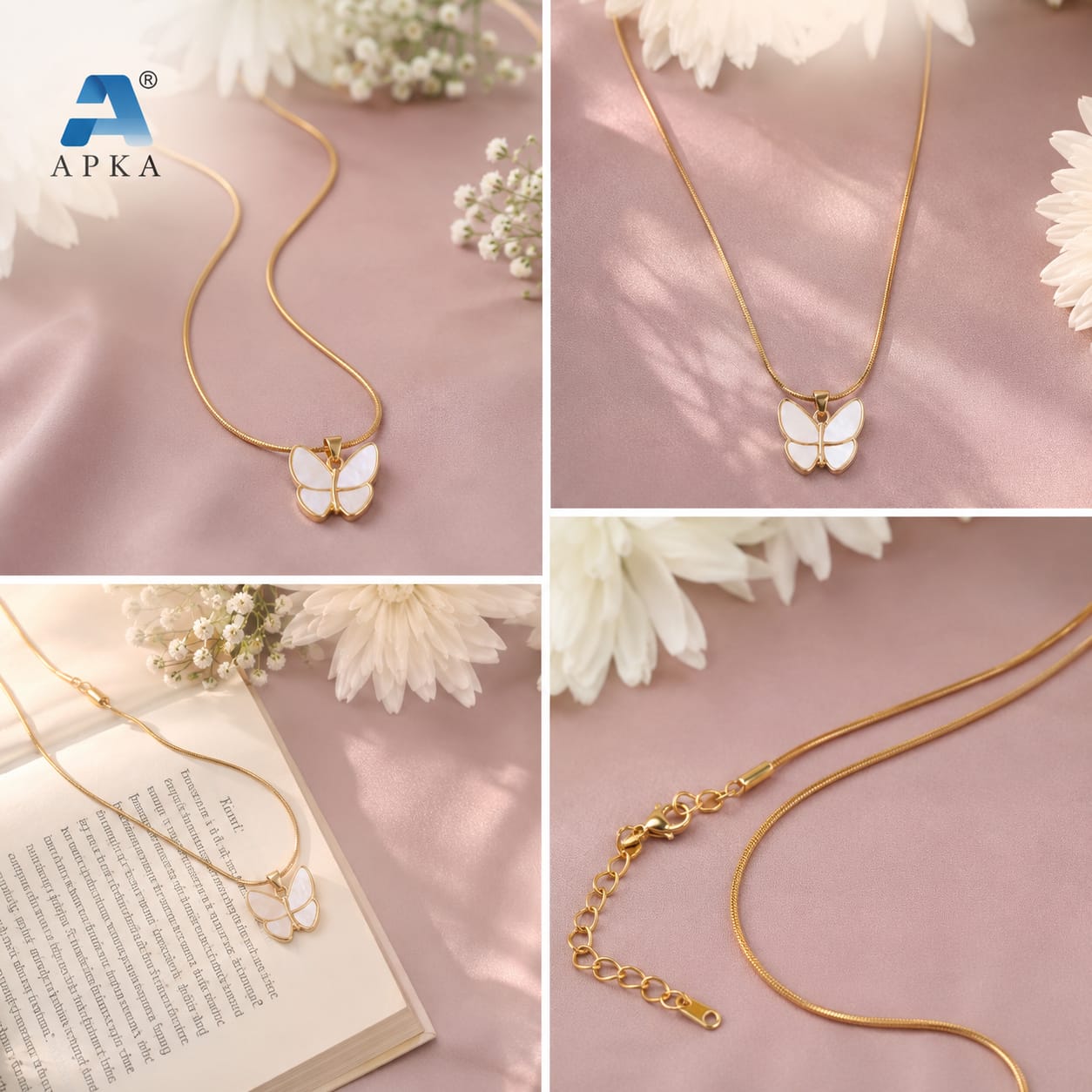 Necklace with Mother of Pearl Butterfly Pendant