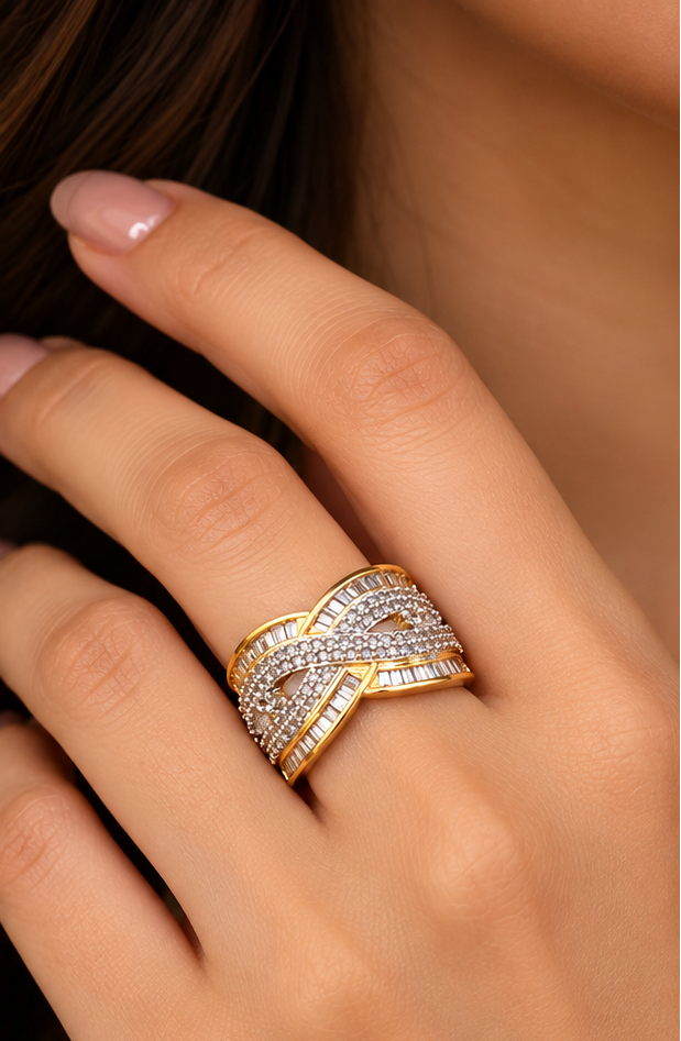 Shine Eternal Criss Cross Baguette Diamond Band
