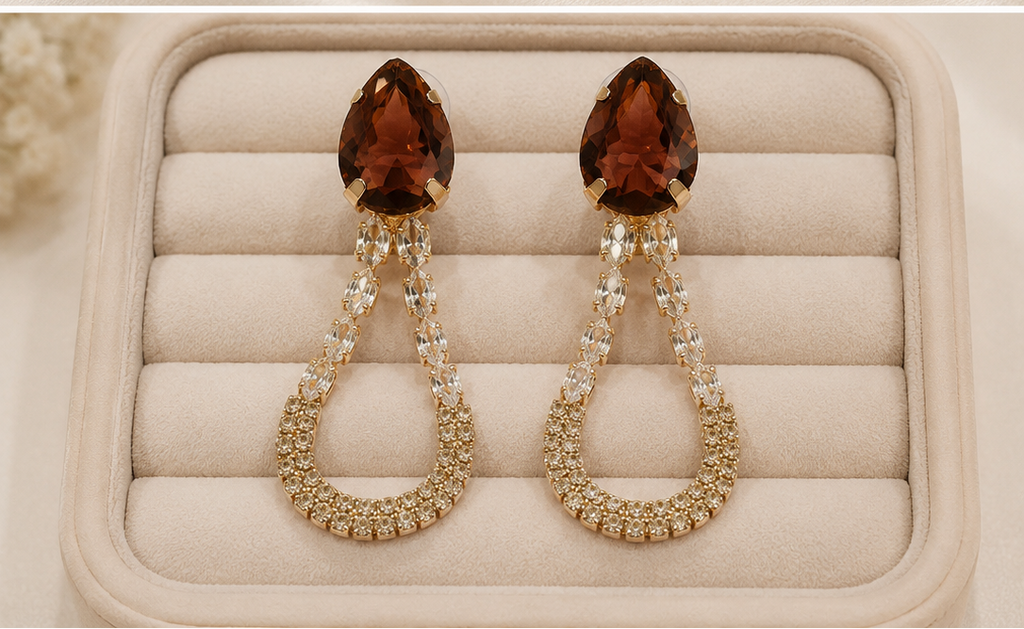 Amethyst crystal drop earrings
