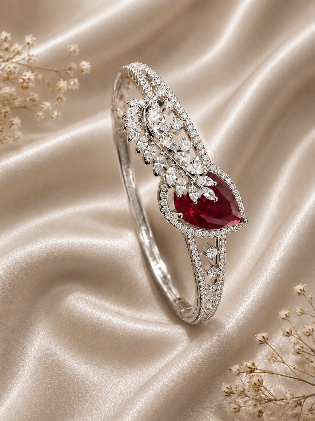 AD elegant, nature-inspired openable kada bracelet