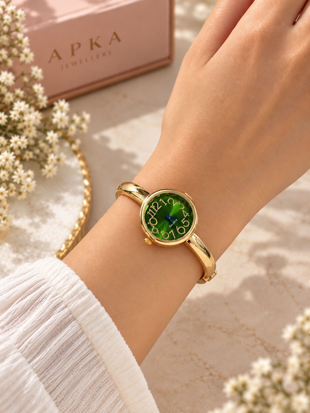 Vintage-style stainless steel women's bangle jewelry watch
