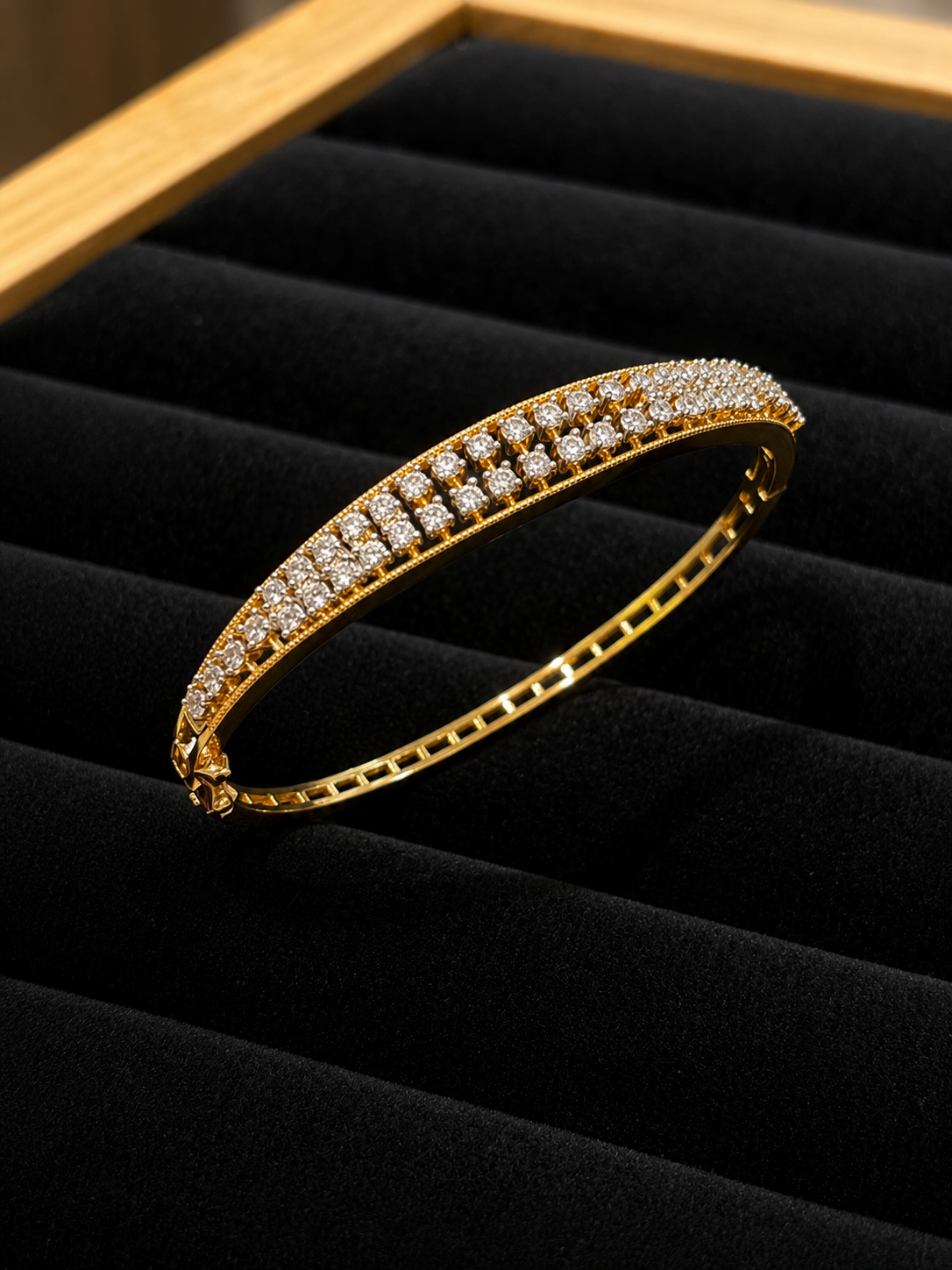 AD  two-line diamond kada bangle,