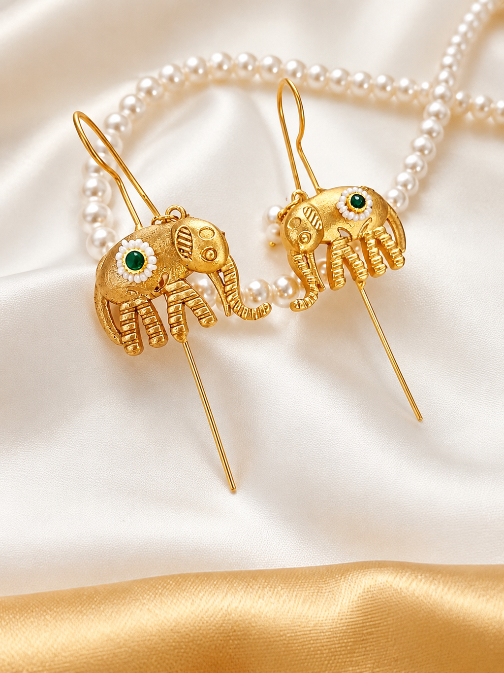 Majestic Textured Gold Elephant Statement Ear Cuff