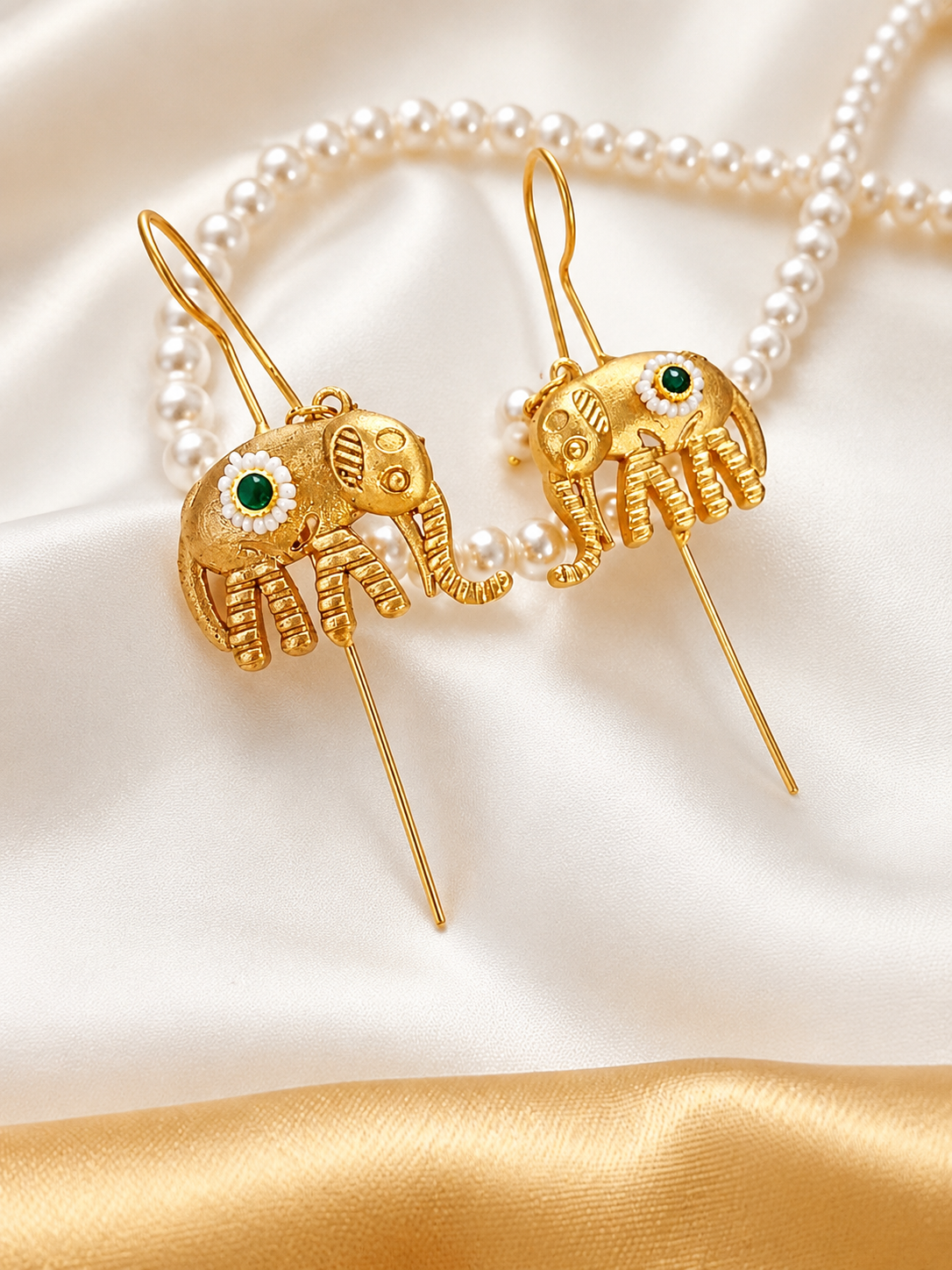 Majestic Textured Gold Elephant Statement Ear Cuff
