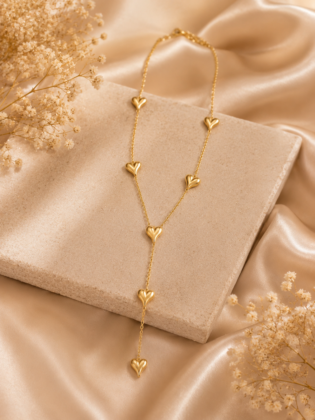 Gold-plated stainless steel lariat necklace