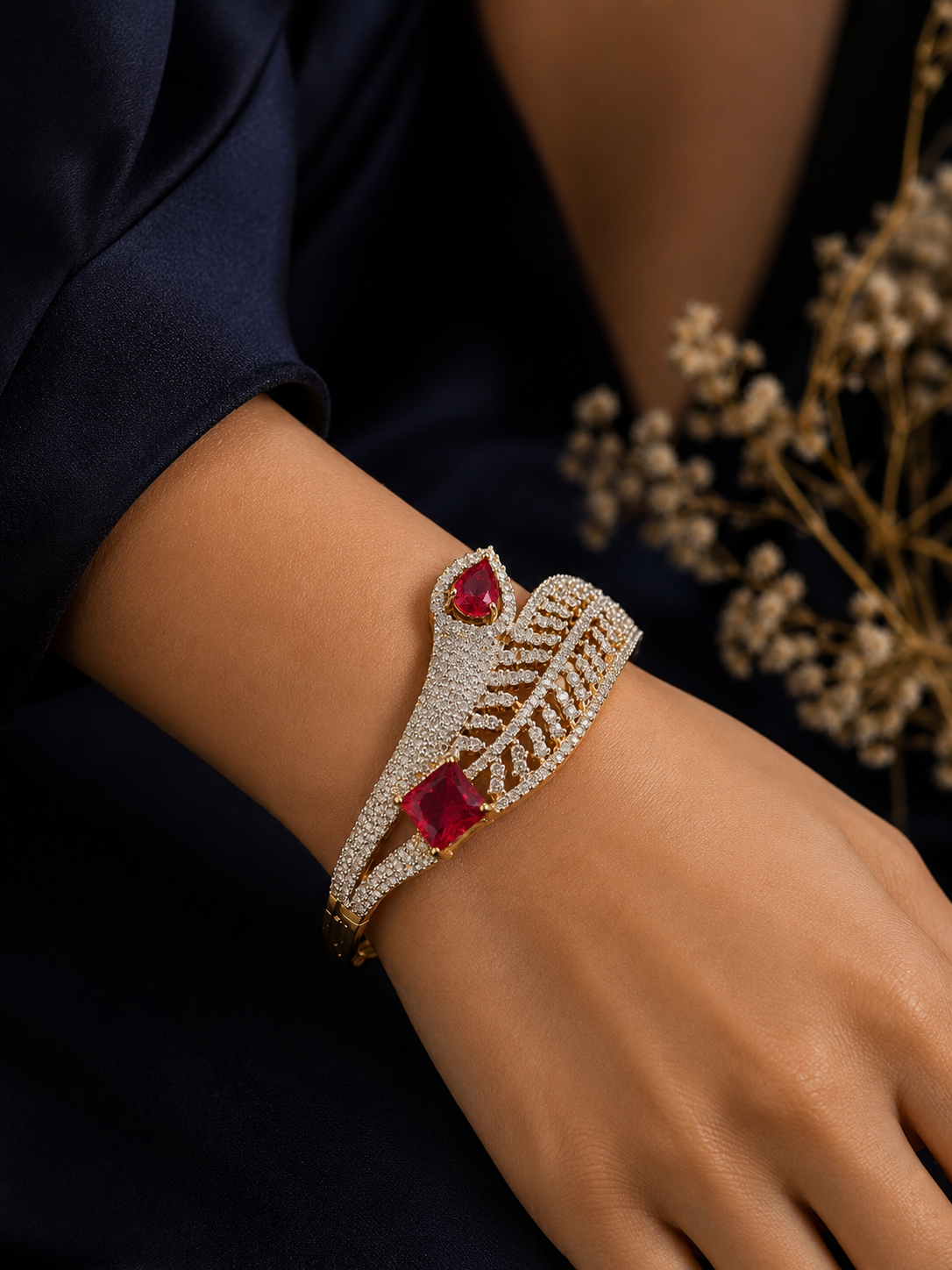 AD avant-garde designer branch-style openable kada bracelet