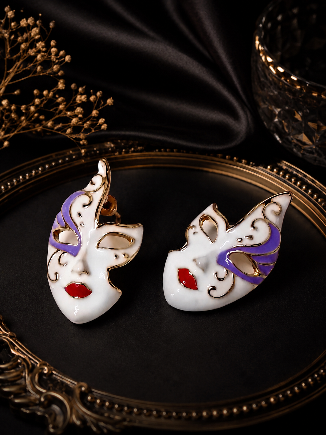 Venetian masquerade mask earrings