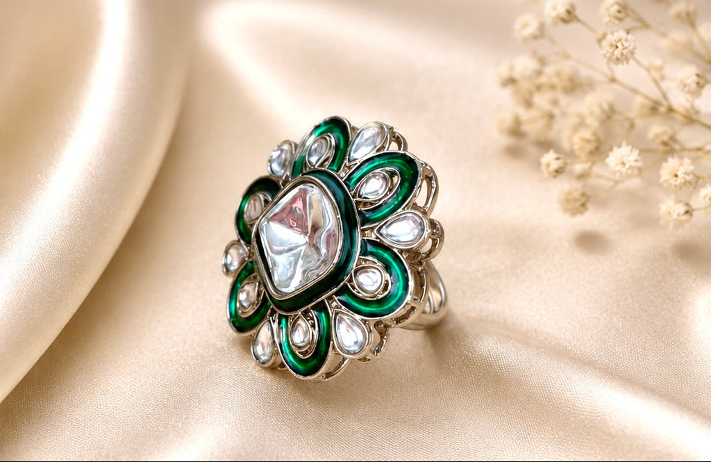 Imperial Meenakari & Kundan Floral Cocktail Ring