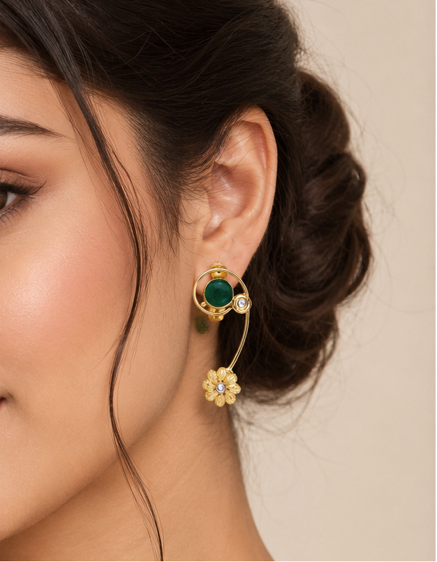 Abstract Geometric Floral Earring