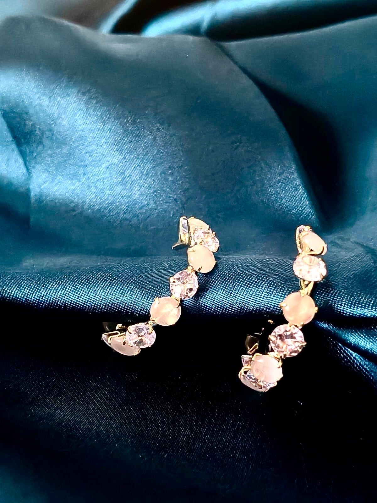 Cubic Zirconia C-Shaped Open Hoop Earrings