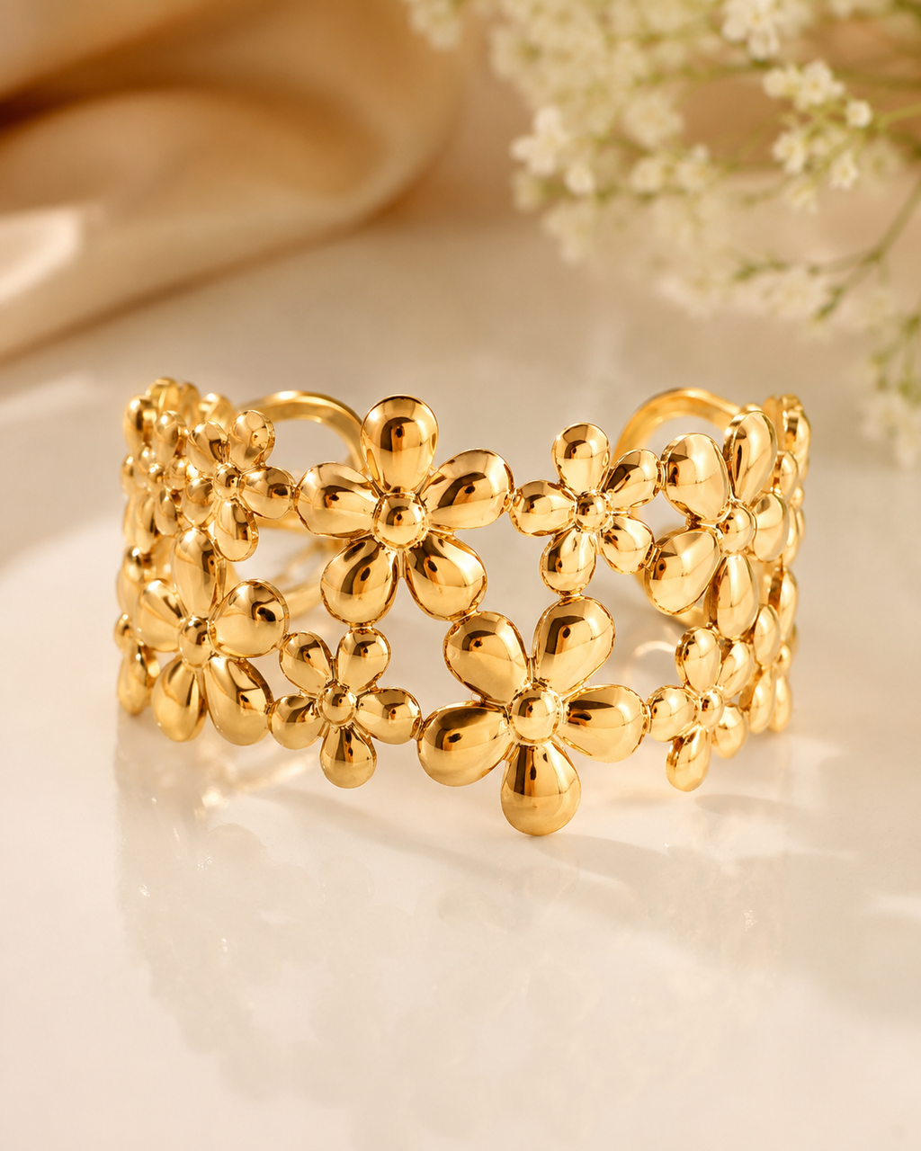 Charm Small Floral Cuff Bracelet