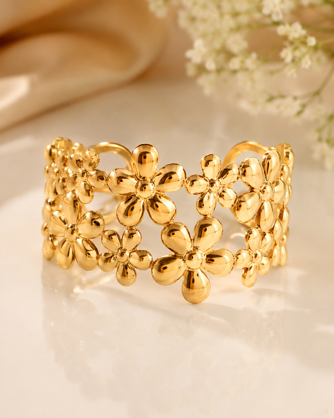 Charm Small Floral Cuff Bracelet