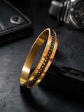 Industrial yellow gold and black curb chain men's bracelet