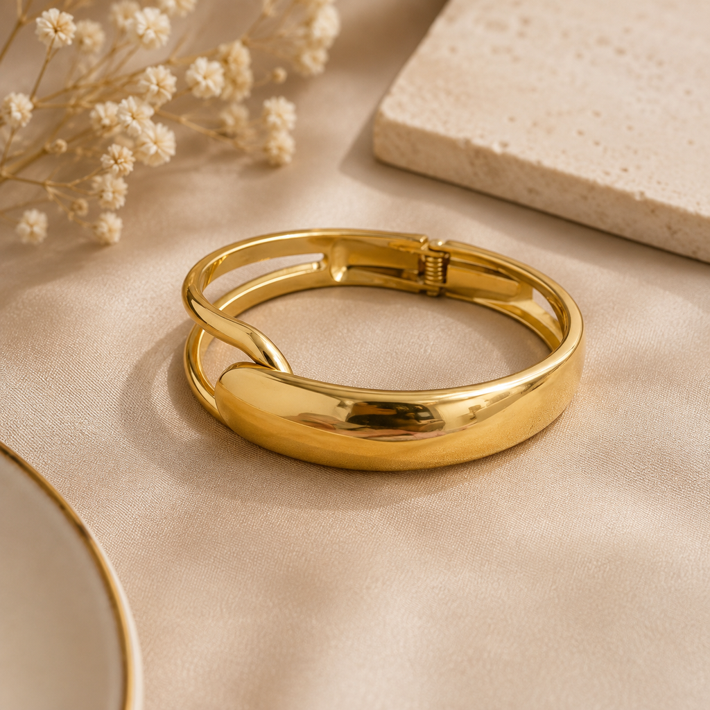 High-polish dome cuff golden  kada bracelet