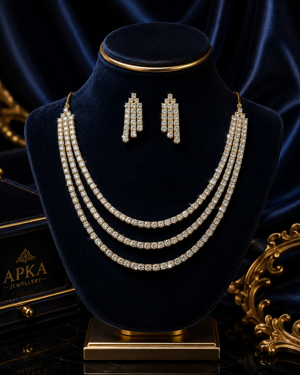 AD Triple Line Necklace set