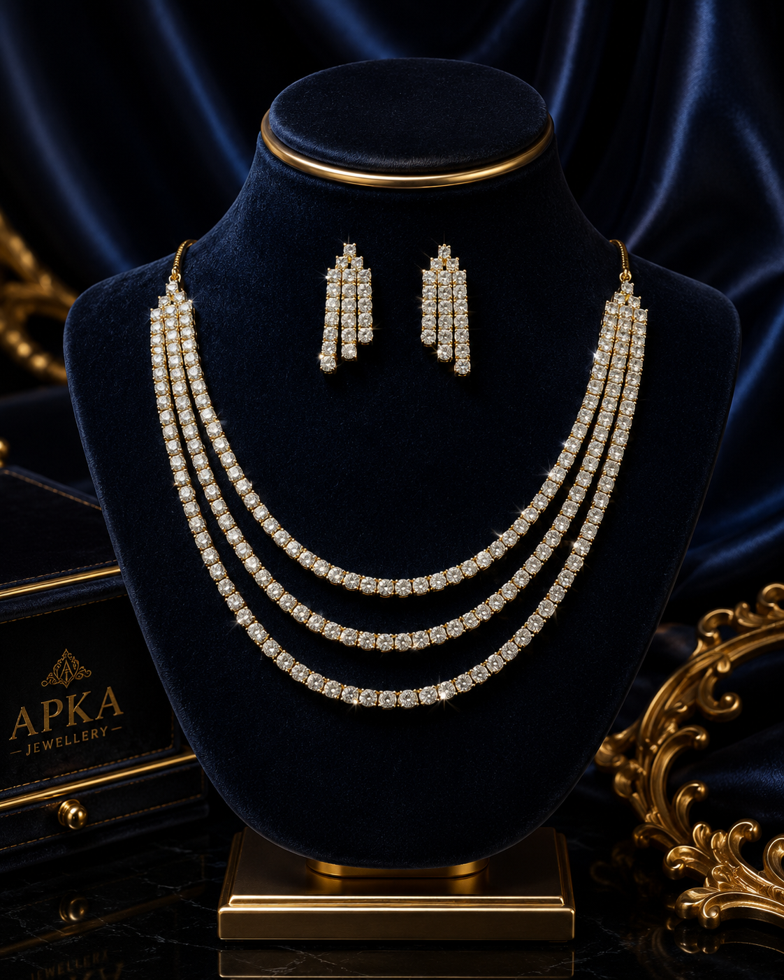 AD Triple Line Necklace set