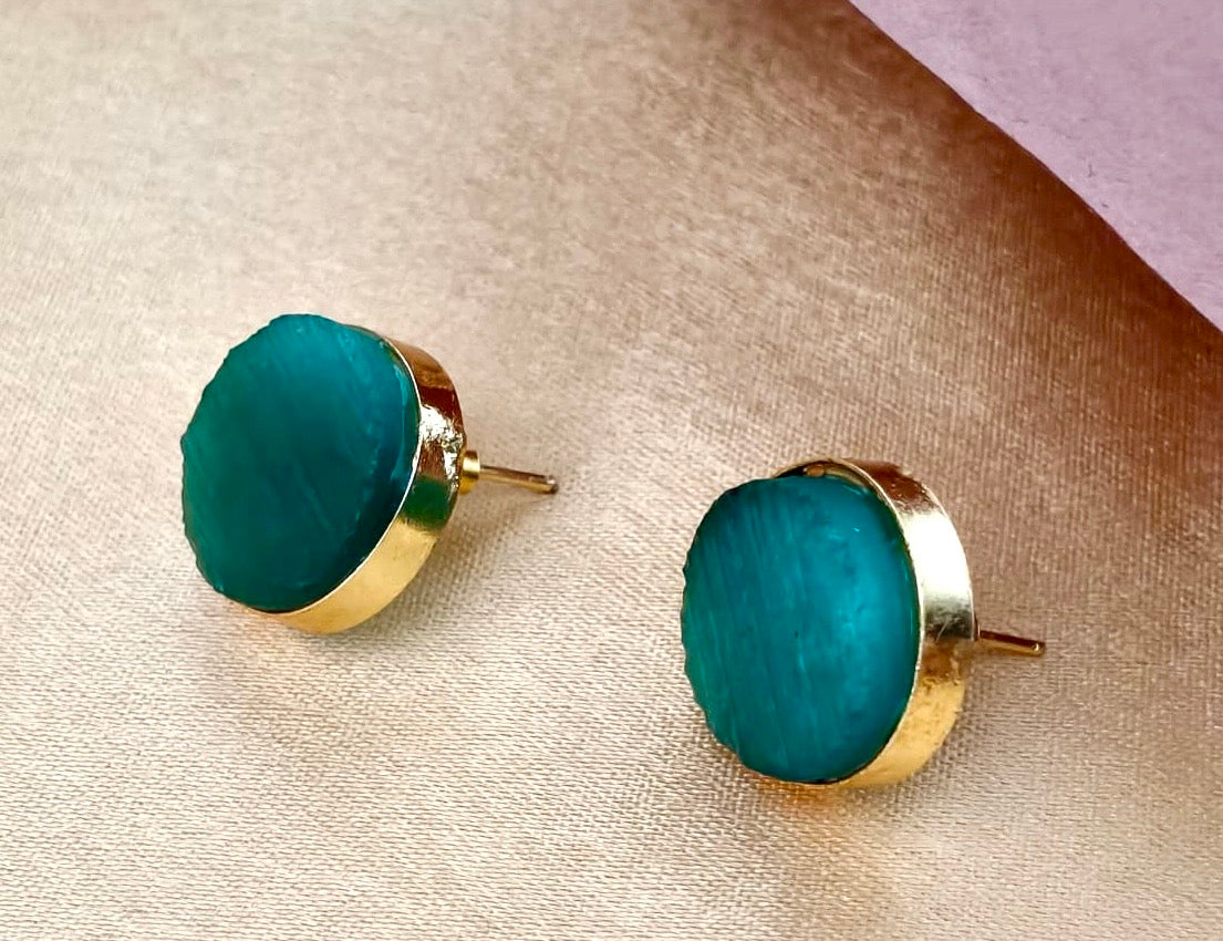 Circular Raw Stone Brass Studs